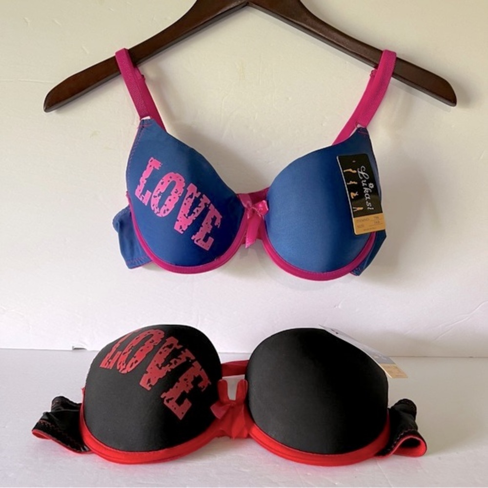 NWT Lukasi 'Love' Bras Underwire Lightly Padded Size 38B Date Night Valentines